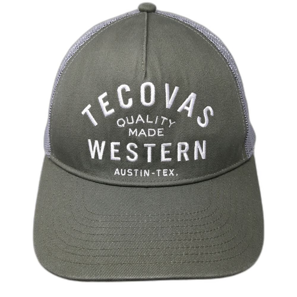 Tecovas Trucker Hat Green One Size Snapback Mesh Austin Texas Western Embroidery